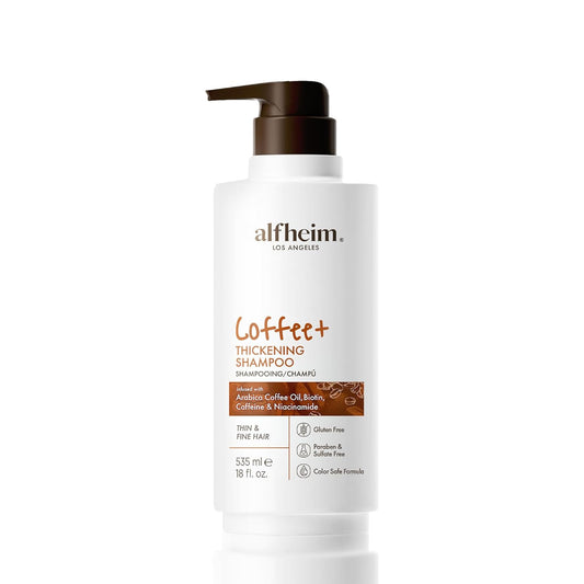 ALFHEIM Coffee+ Thickening Shampoo for Fine, Weak & Thinning Hair with Caffeine, Biotin & Arabica Coffee Oil – Energizing, Strengthening & Volumizing Cleanser – Sulfate-Free, Cruelty-Free – 18 oz