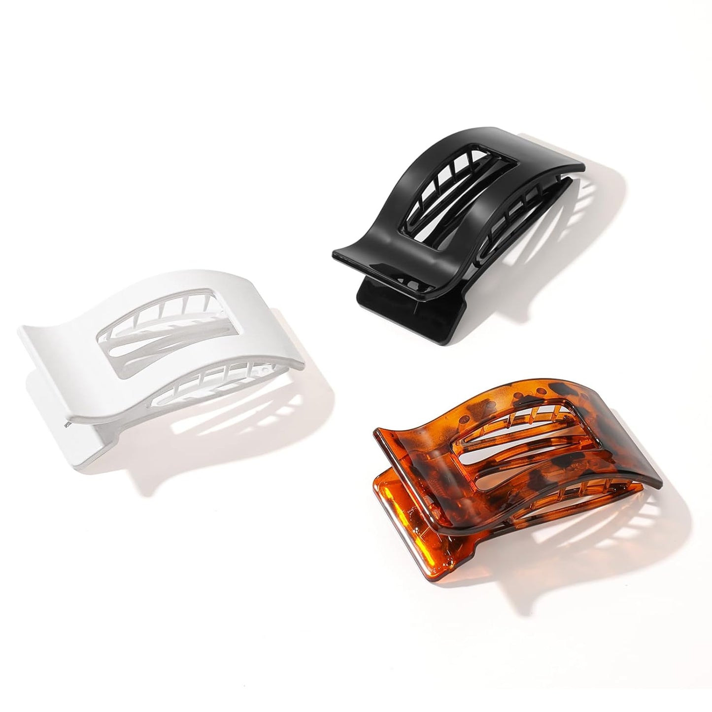 3Pcs Hair Claw Clips，Flat Hair Clips for Women Girls，French Duck Billed Hair Jaw Claw Clip, Non Slip Grip for Daily Styling Tortoise (leopard print)