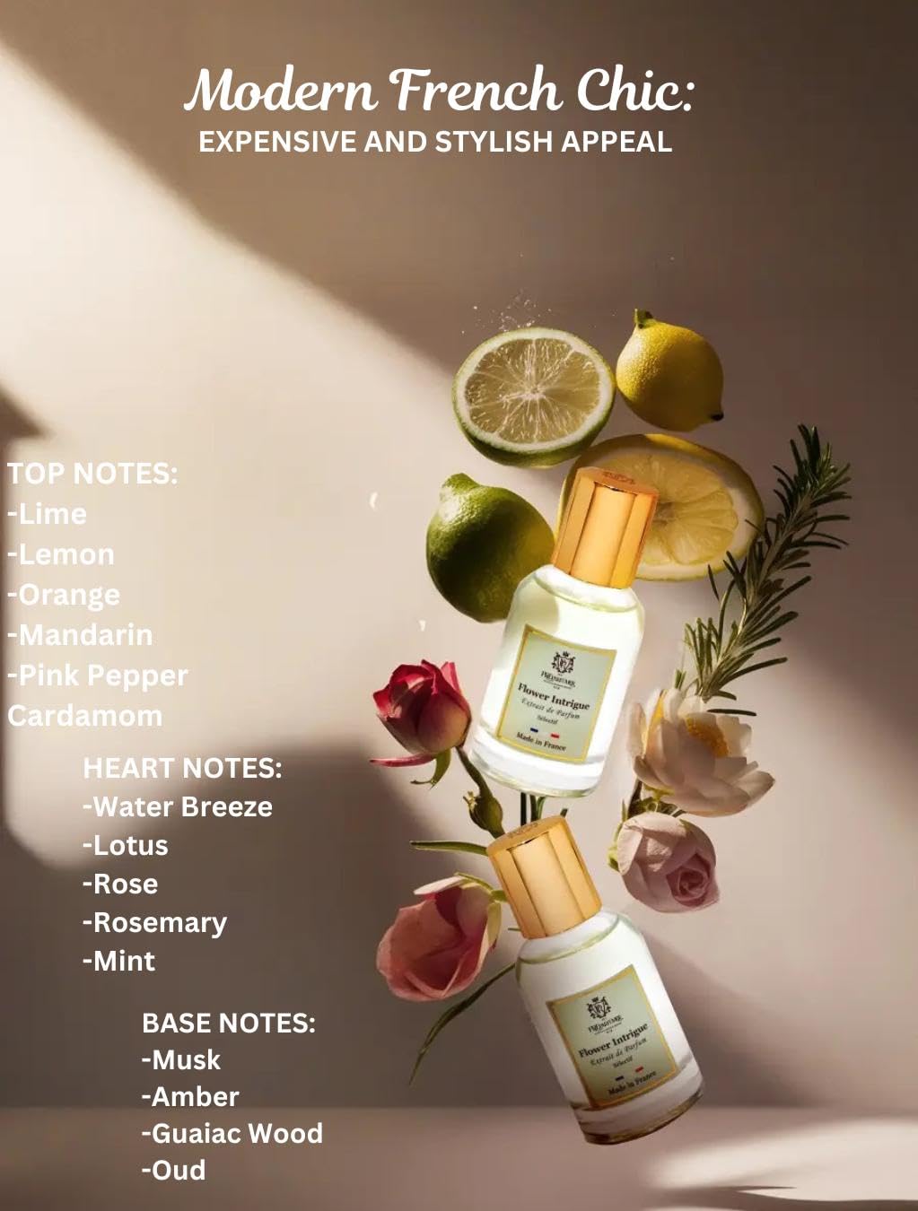 PREparfume From France Flower Intrigue for Women 30ml – Fresh Aquatic Floral Scent From France – Luxury Fragrance with Lotus, Mint – Long Lasting Perfume With Amberwood and Oud Notes