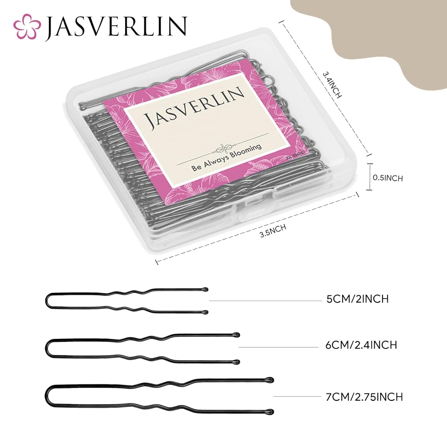 U Shaped Hair Pins Black Assorted Size, Small Long U Bobby Pin for Bun Bunheads Wedding Hairstyles Updo Accessories Women Girl 150pcs