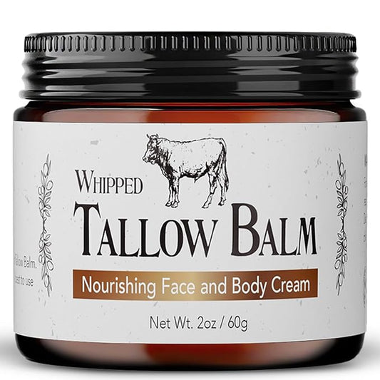 Beef Tallow for Skin | 100% Grass Fed Handmade Tallow Face Moisturizer | Face & Body | Whipped Moisturizer | 100% Natural Tallow Balm | No Parabens | Sensitive & Dry Skin, Eczema, Psoriasis