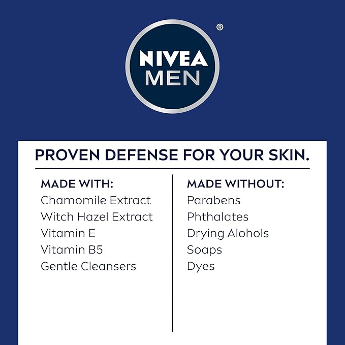 NIVEA MEN Sensitive Face Wash with Vitamin E and Chamomile Extract, No Drying Alcohol, Gentle Face Wash for Men with Sensitive Skin, 5 Fl Oz Tube
