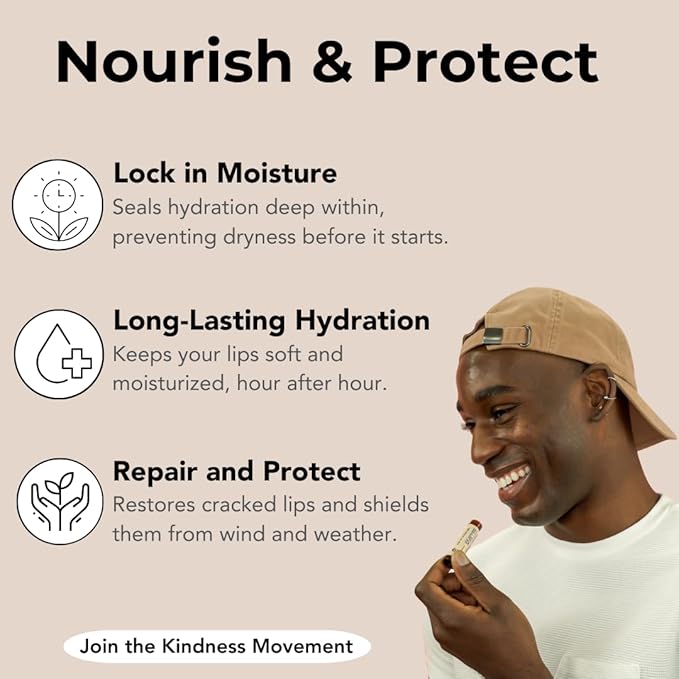 Georgia Peach Lip Balm – Natural Peach Lip Moisturizer with Organic Ingredients | Sweet Fruit-Flavored Hydrating Lip Care | Gluten & Grain Free | Kind Lips Single Tube