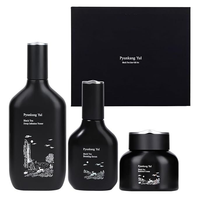 [PKY] Pyunkang Yul Black Tea Line Gift Box Set, Deep Nurishment for Anti-aging, Rich Moisture Toner, Revitalizing Serum & Nourishing Cream, Zero-Irritation (3-item set)
