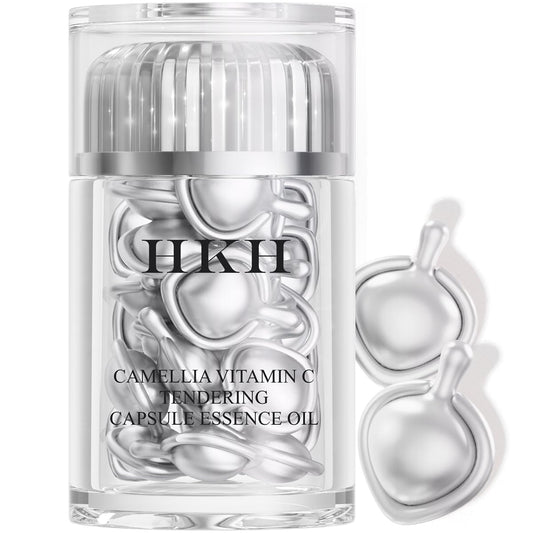 HKH Triple Vitamin C Dark Spots Correction Capsules Serum For Face,Camellia VE Anti-Aging Essence For Women Camellia Niacinamide serum For Women To Tighten Sagging Skin And Reduce Fine Lines