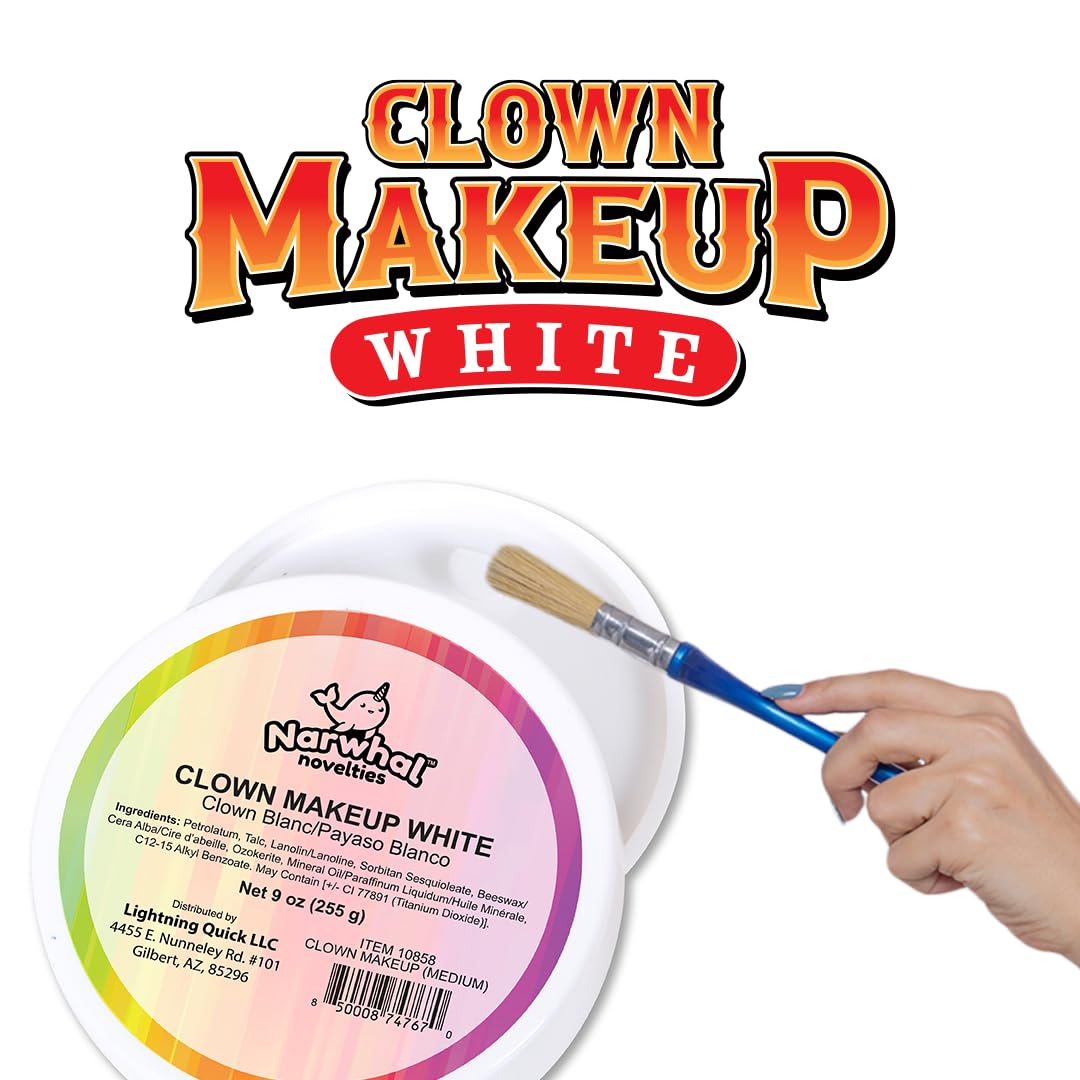 Halloween White Foundation Face Paint Clown Makeup - 9oz Face Cream for Halloween Costume, Corpse Bride Costume, Cosplay, SFX, Stage & Theater - Long Lasting, Safe Body Paint for Kids & Adults