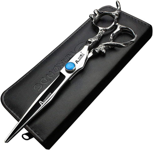 7/7.5/8/9 inch scissors silver professional hairdresser hair cut and trim diluted sharp 440C steel (7 inch flat shear)