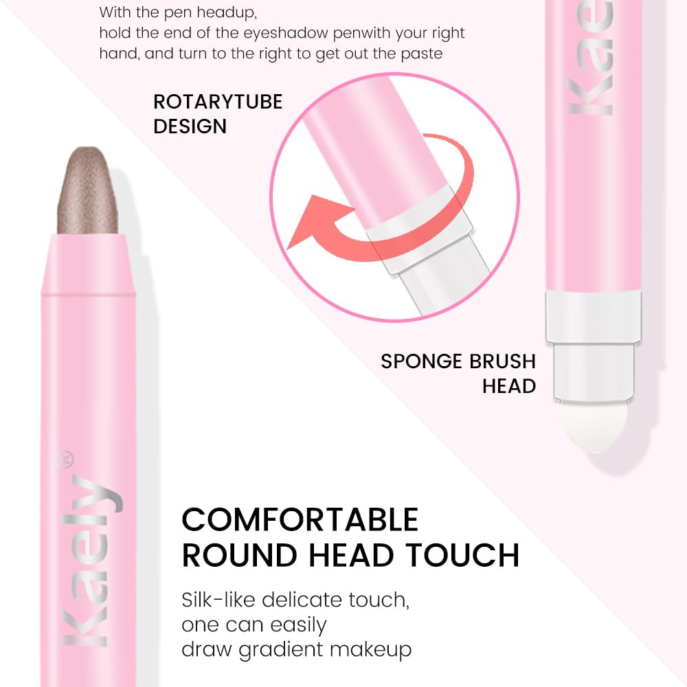 evpct 1Pcs Taupe Shimmer Cream Eye Shadow Brightener Sticks for Eyes Waterproof Pigmented, Double Ended Cream Eyeshadow Stick Pencil Pen with Applicator, Eye Shadow Palette Highlighter Makeup 19#