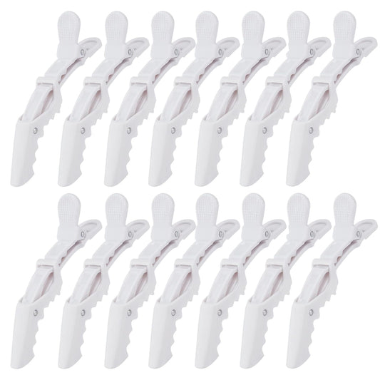 Ondder 14 Pack Alligator Hair Clips for Styling Sectioning, White Salon Pro Hair Clips for Barber Clips for Hair Coloring, Cutting, Sectioning