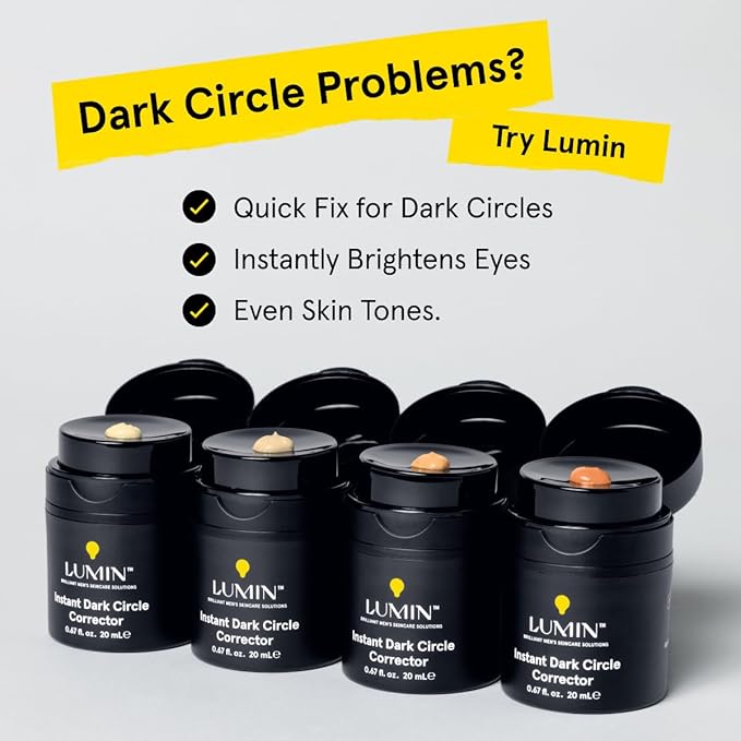 Lumin Instant Dark Circle Corrector for Men (Not A Concealer), Brightens Eyes, Reduce Dark Circles, Puffiness, Under Eye Men Makeup, Men's Eye Cream, Perfect for Deep Skin Tones, 20mL