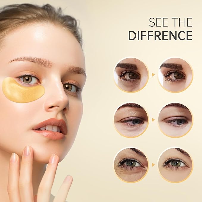 30 Pairs 24K Gold Under Eye Patches Face Masks Dark Circles Puffy Eye Bags Collagen Skincare Spa Trip Eye Mask Gift