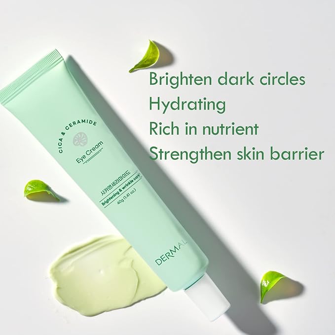 DERMAL Cicamide Nourishing & Anti-Wrinkle Eye Cream 1.41 oz - With Centella Asiatica Extracts and Ceramide to Fight Early Signs of Aging, For Under Eye Bags, Dark Circles, and Dull Skin