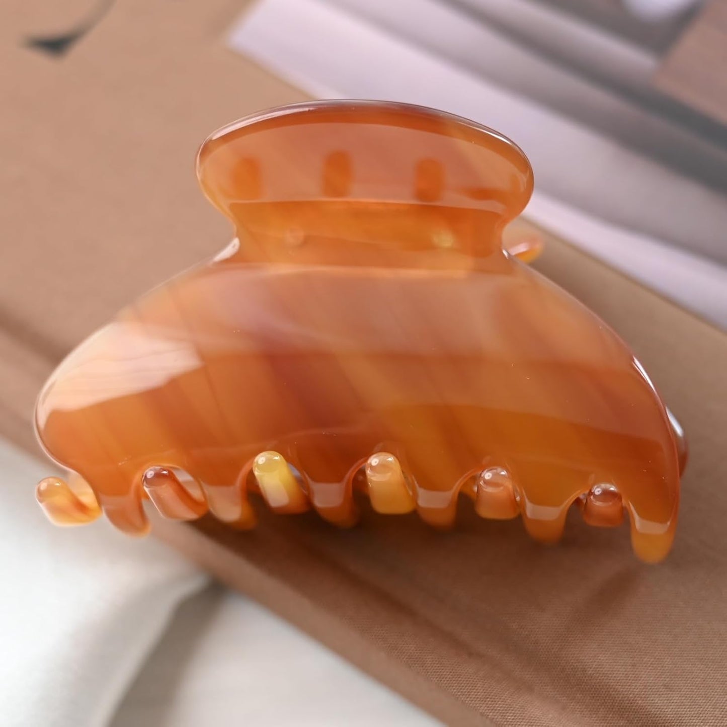 Handmade Celluloid Acetate French Design Barrettes Tortoise Shell Claws Hair Claw Luxury Fashion Accessories Hair Clip for Women (amber)