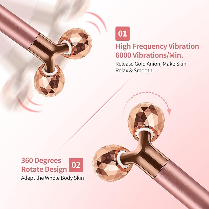 2-in-1 Face Massager Roller Electric Face Roller, 3D Roller and Crescent-Shape Face Massager Kit for Face Skin Care Tools