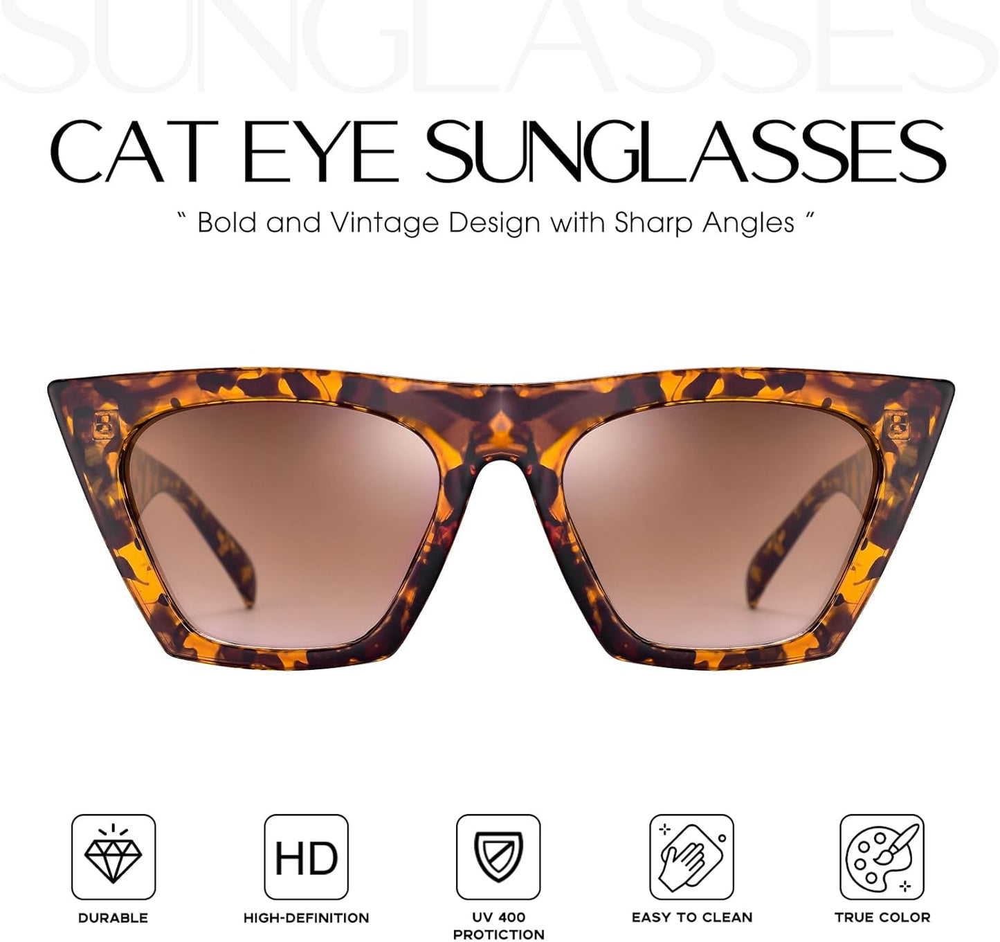 mosanana Square Cat Eye Sunglasses for Women Trendy Retro Cool MS51801