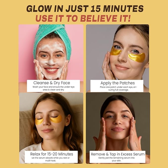 Under Eye Patches with Caffeine, Collagen & Niacinamide (30 Pairs) – Hydrating Eye Mask for Puffy Eyes, Dark Circles, Wrinkles, and Fine Lines – Reduces Eye Bags – formulated in North America