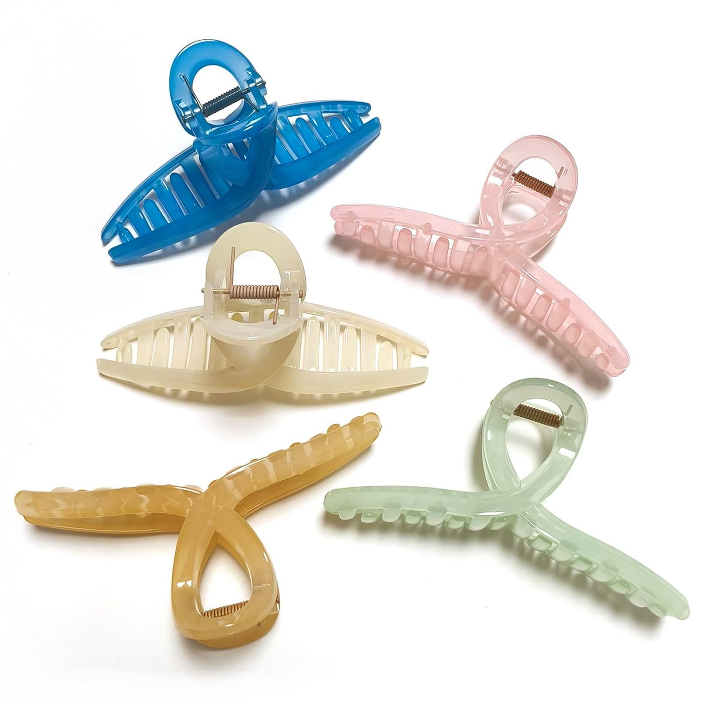 5 Inch Extra Large Claw Clips, 13 cm No Slip Jelly No Slip XL Hair Clips for Thick Long Curly Hair, Big Hair Claw Clips, 5 Pack