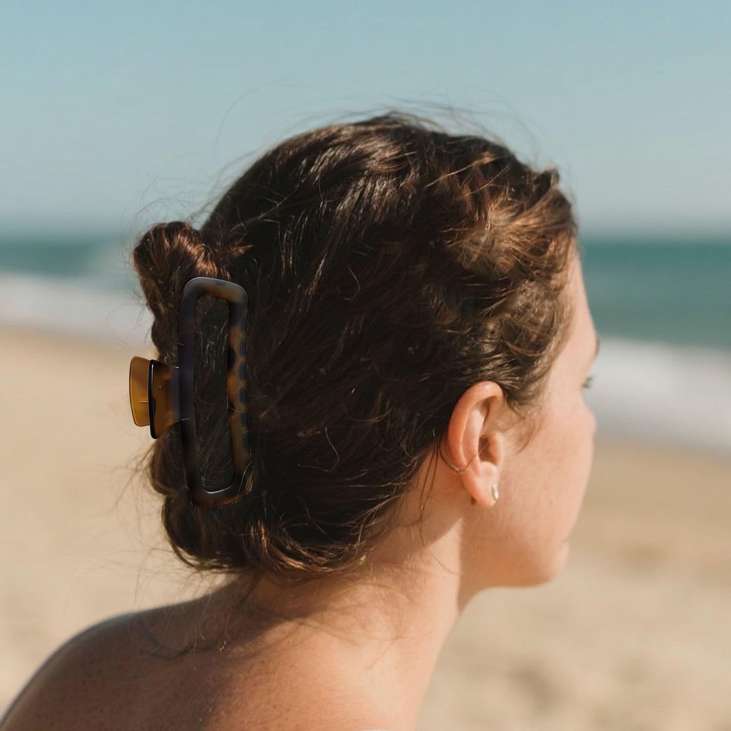 5 Inch Large Hair Claw Clips, No Slip Matte & Glossy Unbreakable Square XL Hair Clips for WomenThick Long Curly Hair, 7 Pack