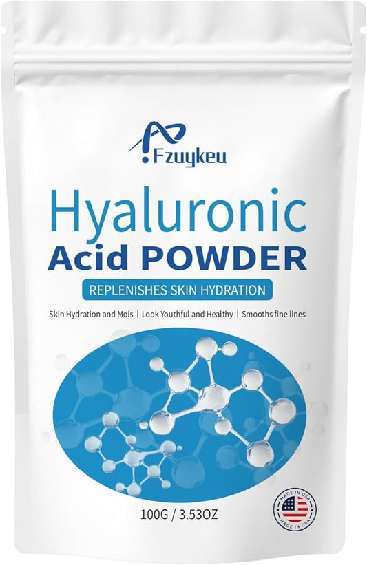 New Hyaluronic Acid Powder - Hyaluronic Acid Serum Low Molecular Weight, Vegan & Water-Soluble Pure Moisturizing for DIY Face (100g)