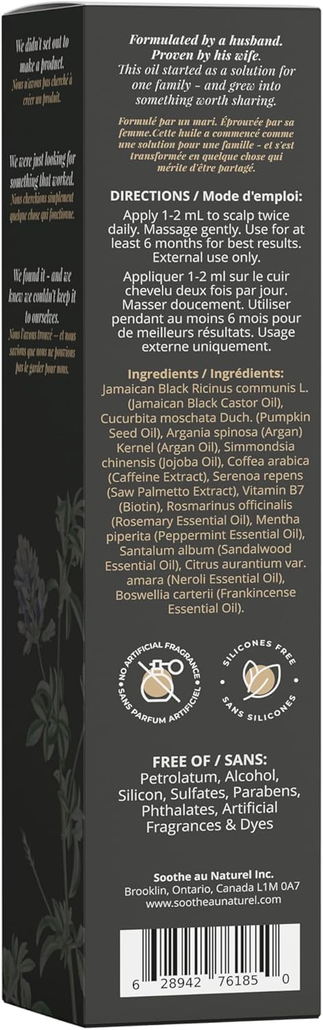 Hair Growth Oil – Infused with Rosemary, Castor Oil, Biotin, Pumpkin Seed – DHT Blocker – Non-Greasy Hair Loss & Thinning Support for Men & Women – Scalp Serum for Dry Scalps 240ml