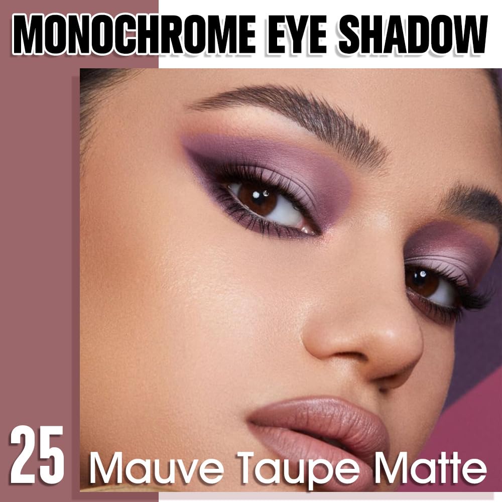 Mauve Taupe Matte Single Eyeshadow, Lightweight Blendable Mini Eye Shadow for Older Women, Monochrome Eyeshadow Palette Makeup Pigmented Waterproof, Vegan & Cruelty-Free, 25