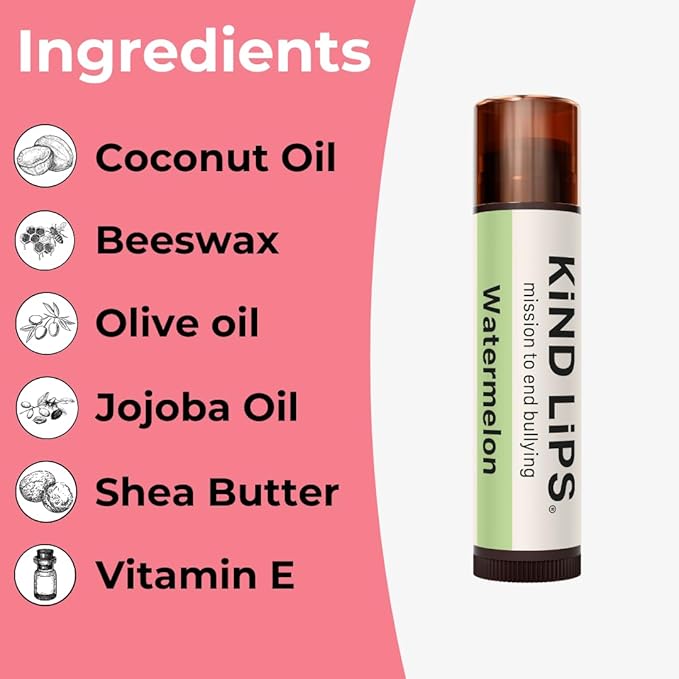 Watermelon Lip Balm 3-Pack | Natural & Organic, Gluten-Free, Grain-Free | Moisturizing Chapstick Alternative | Healthy Ingredients, Made in the USA | Clean, Non-Toxic, Smooth & Hydrating Lip Care