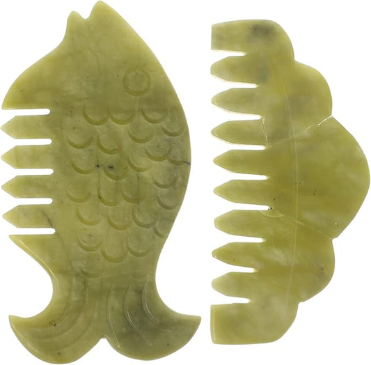 Healifty Massage Comb 2Pcs - Guasha Scalp Comb, Handheld Gua Sha Scraping Massage Tool for Head Caring (Green)