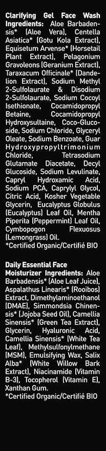 Brickell Men's Daily Essential Face Care Routine I, Gel Facial Cleanser Wash and Face Moisturizer Lotion, Natural and Organic, Unscented, Skincare Gift Set