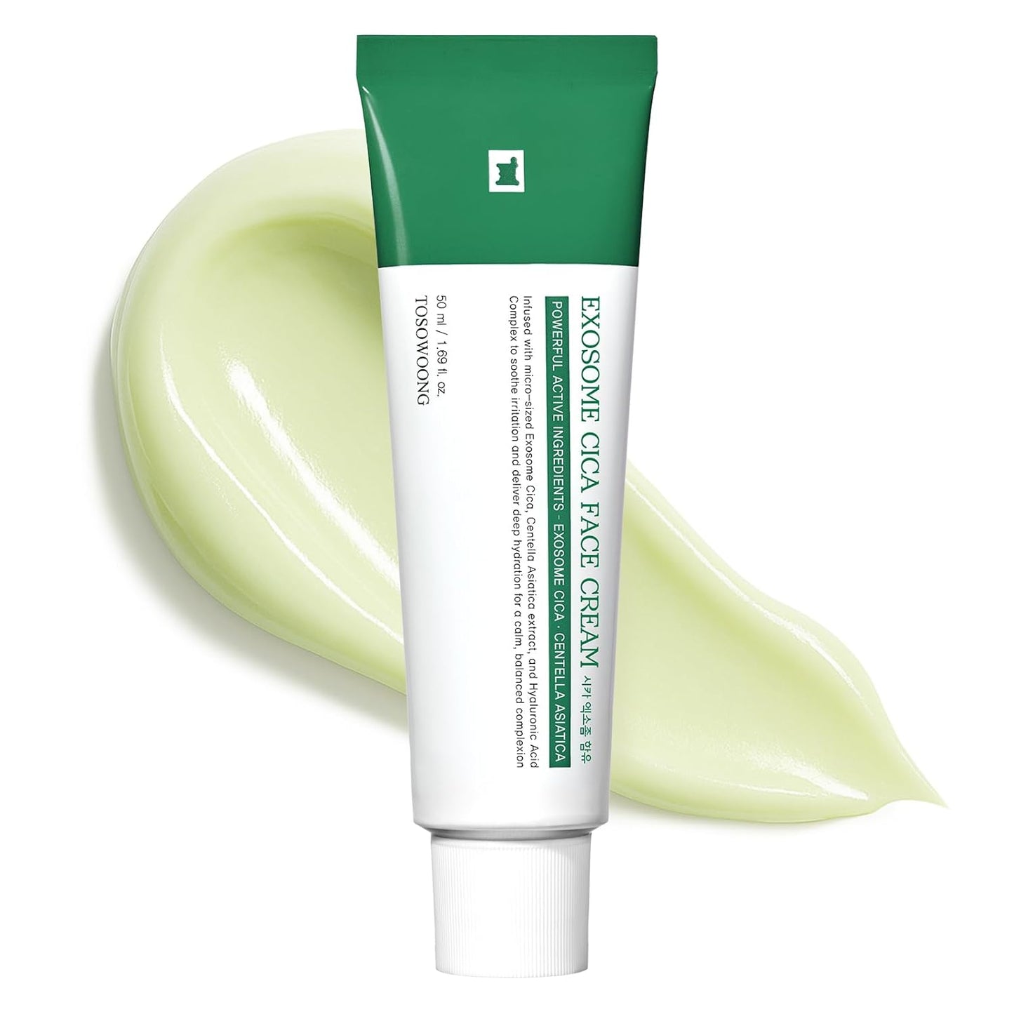 TOSOWOONG Exosome CICA Face Cream - Daily Soothing Moisturizer for Breakouts and Irritated Skin, Fast-Acting, Lightweight Korean Skincare for Redness and Blemish-Prone Skin, 50ml / 1.69 fl. oz.