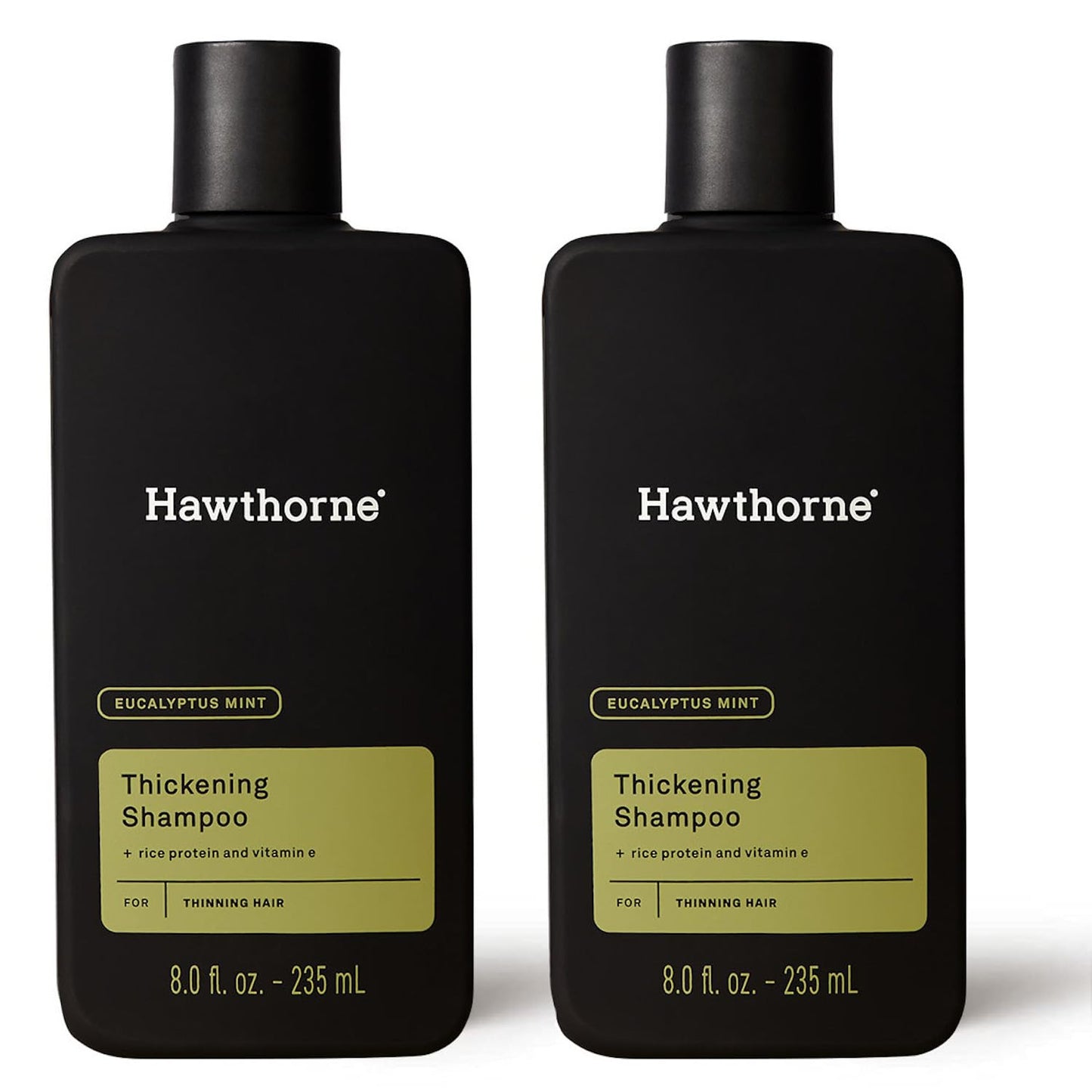 Hawthorne Thickening Shampoo for Thinning Hair. Fight Hair Loss With Rice Protein & Vitamin E Thickening Formula. Eucalyptus Mint Scent. Sulfate Free Mens All Natural Shampoo. 8 fl. oz. 2-Pack.