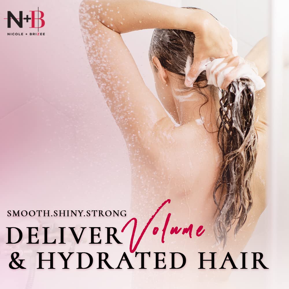 N+B Hair Volumizing Shampoo | Sulfate-Free, Biotin, Agave Oil, Vit. B7 | Safe for Colored, Keratin & Chemically Treated Hair | Ideal for All Hair Types & Textures