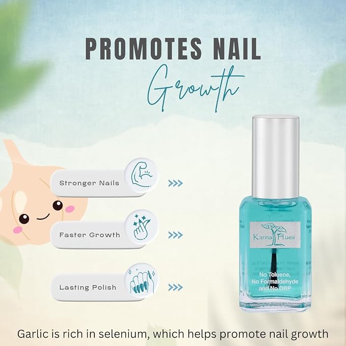 karma organic Natural Nail Polish, Vegan, and Cruelty-Free, No Toluene, No Formaldehyde, No DBP, and Free of TPHP, Base Coat with Garlic