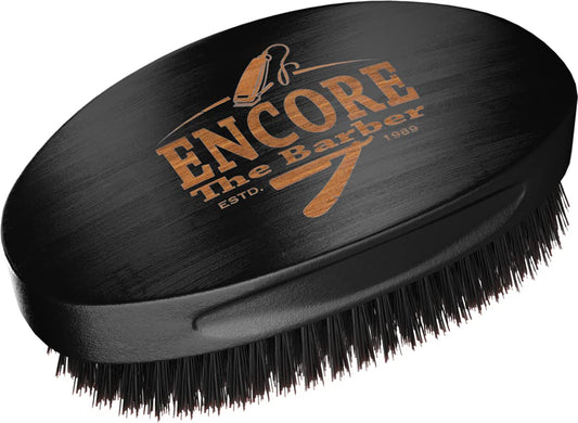 360 Wave Brush medium boar bristle | curved palm for men hair (Black)