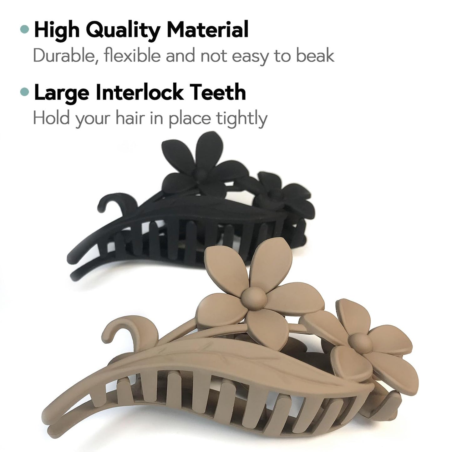 MARY LAVENDER Big Claw Clips Flower Shape for Women and Girls, Non Slip Strong Hold Hair Clips for Thick Hair, 4 Neutral Colors