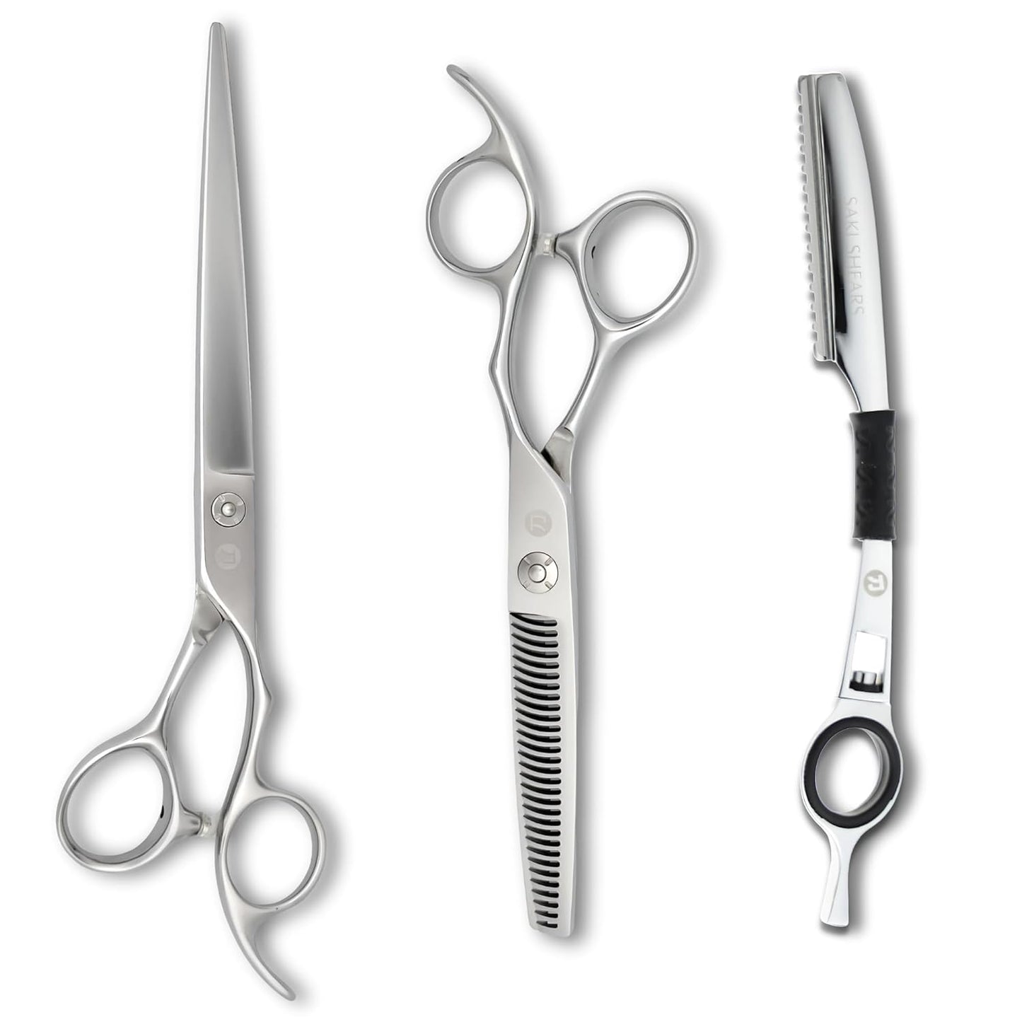 Saki Ha Professional Hair Shears Set 7.0 Inch - Includes Hair Scissors, Thinning Shears and Razor - Handmade from Japanese Steel