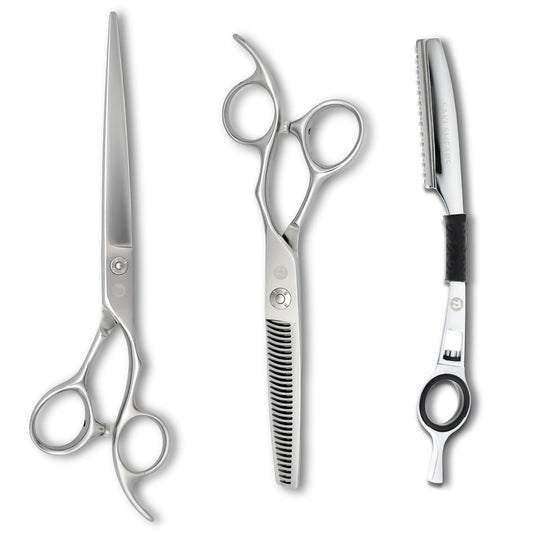 Saki Ha Professional Hair Shears Set 7.0 Inch - Includes Hair Scissors, Thinning Shears and Razor - Handmade from Japanese Steel
