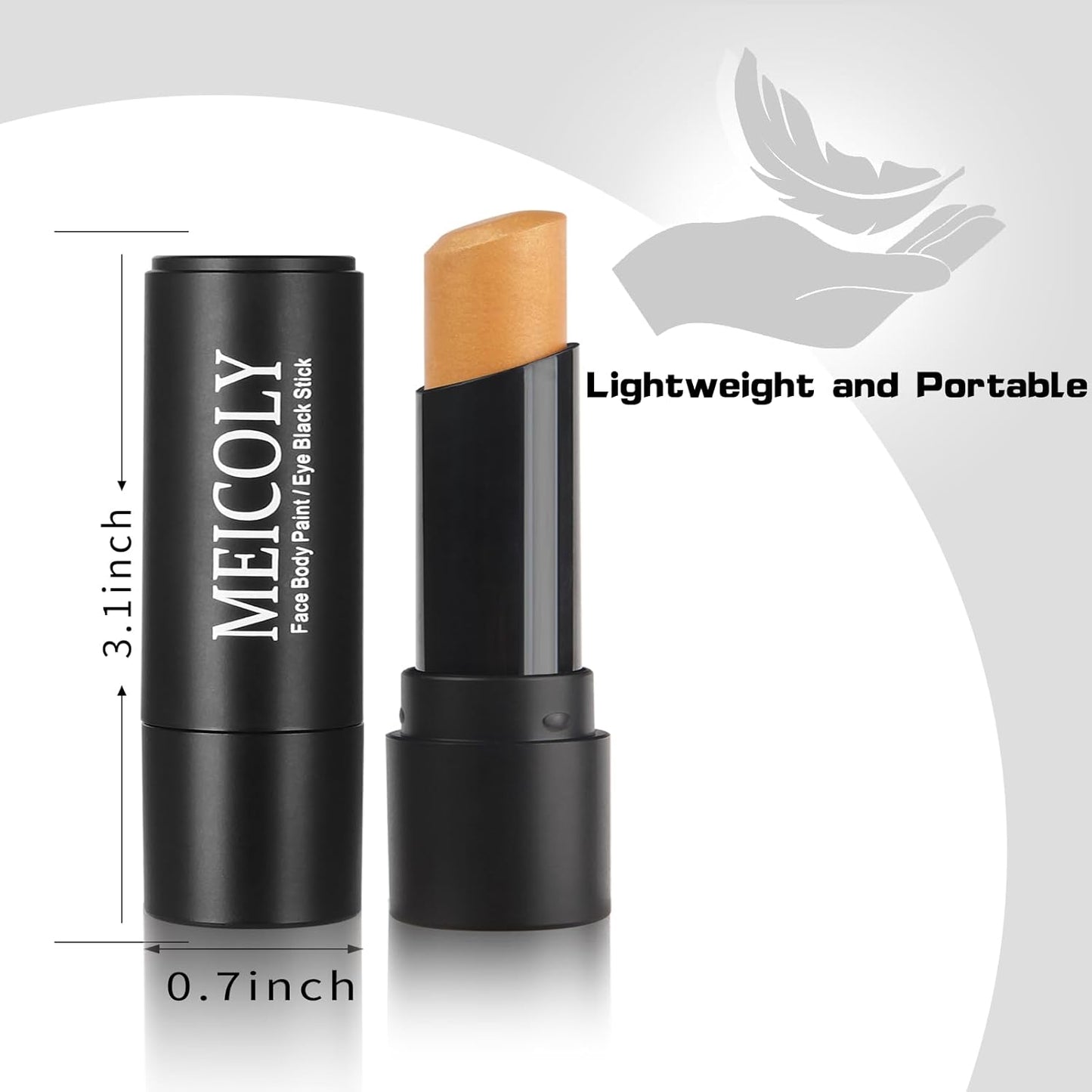 MEICOLY Gold Face Body Paint Stick,Face Paint for Halloween SFX Cosplay Makeup, Gold Eye Black Stick for Baseball/Softball/Football/Lacrosse,Shimmer Lipstick