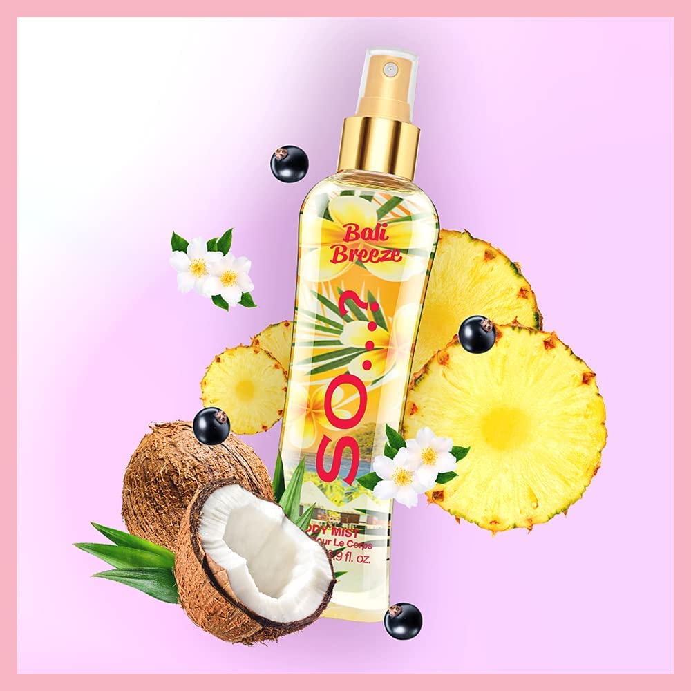 So…? Bali Breeze Body Mist - Perfume for Women with Tropical Aroma - Body Spray for Women with Coconut, Almond and Vanilla Notes - 6.9 oz