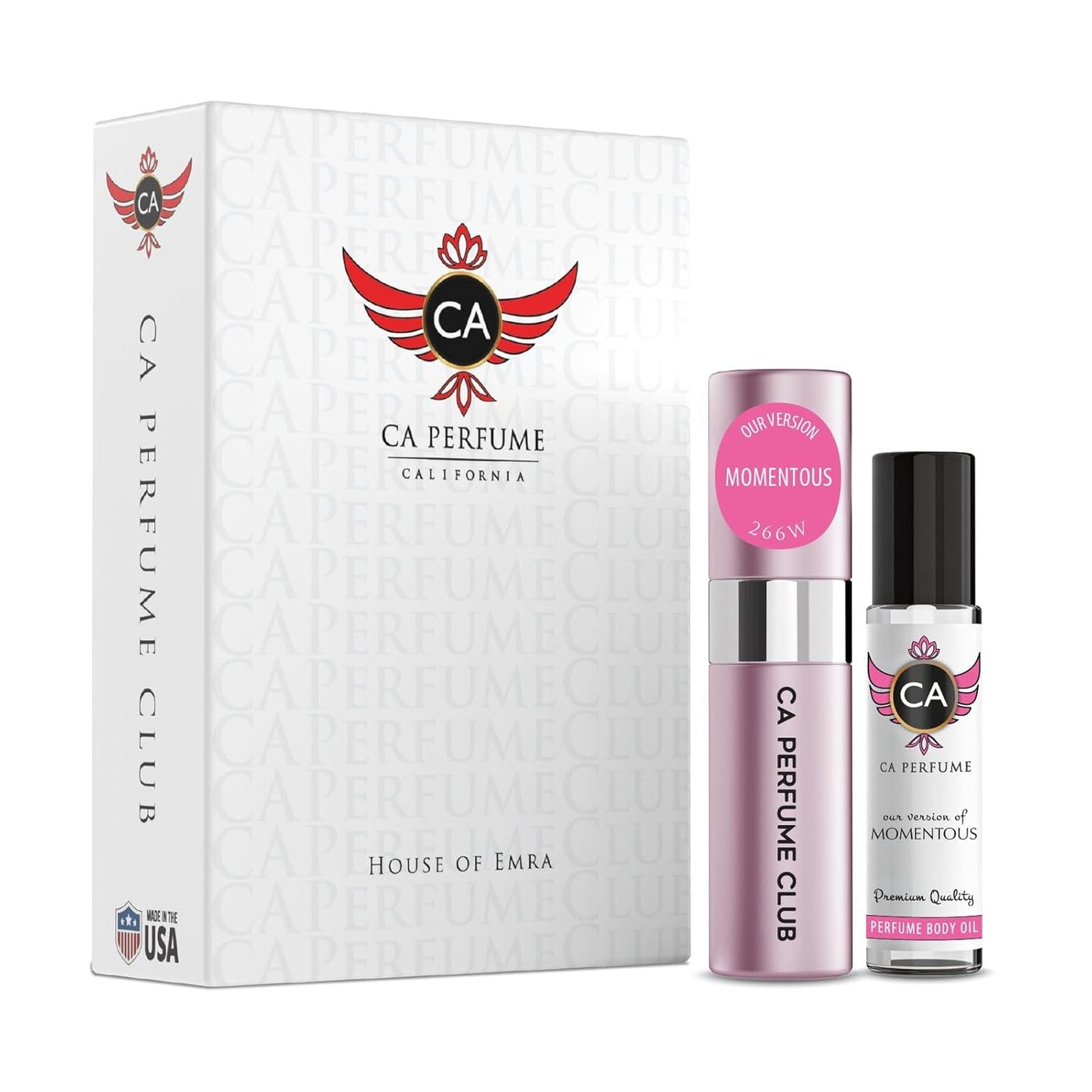 CA Perfume Duo Impression of Momentous For Women Perfume Layering Set Long Lasting Travel Size EDP + Body Oil Roll-On Bottle 0.27 Fl Oz+0.33 Fl Oz