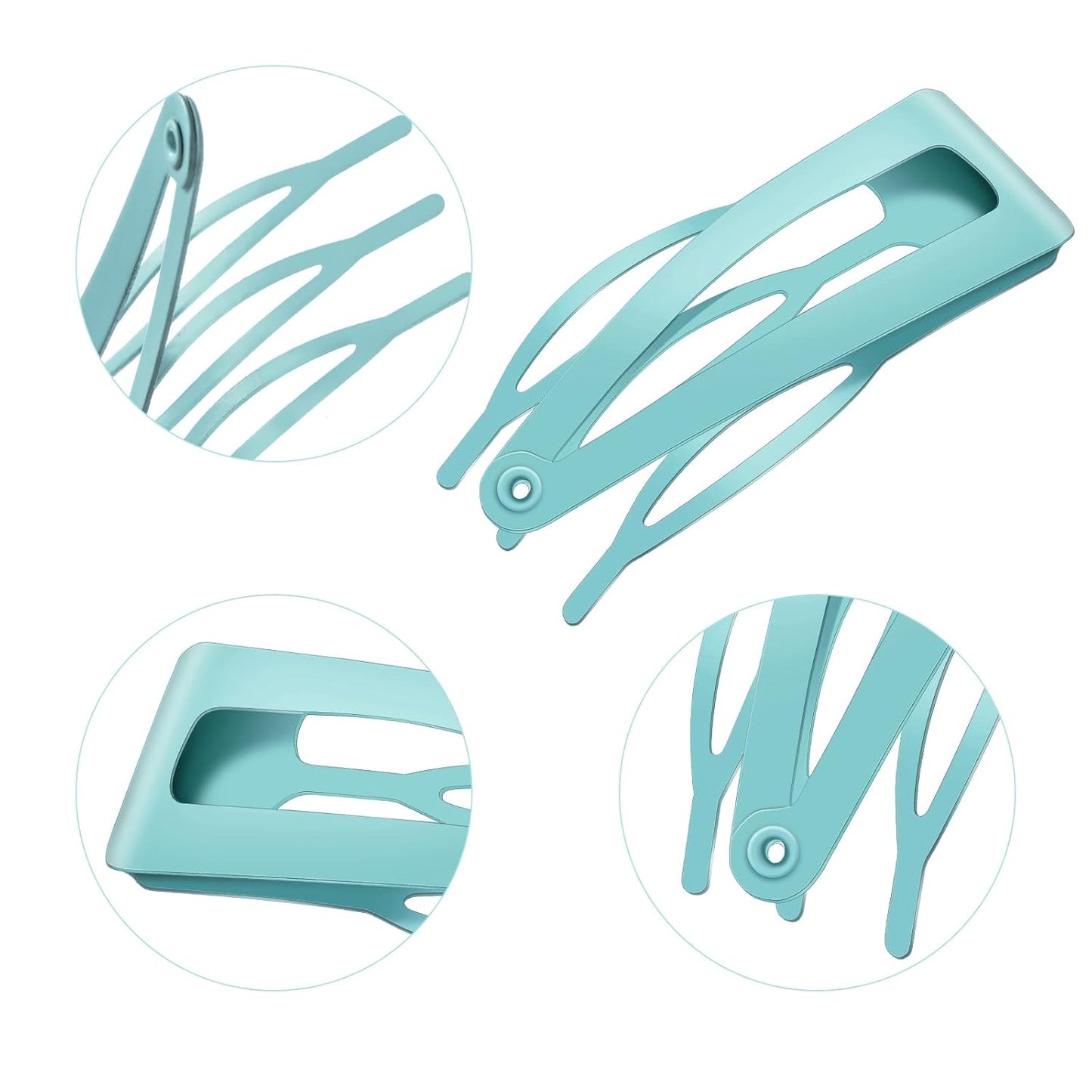 Chinco 24 Pcs Double Grip Hair Clips Metal Snap Clips Women Barrettes for Hair Making, Salon Supplies(Light Blue,2 Inch)