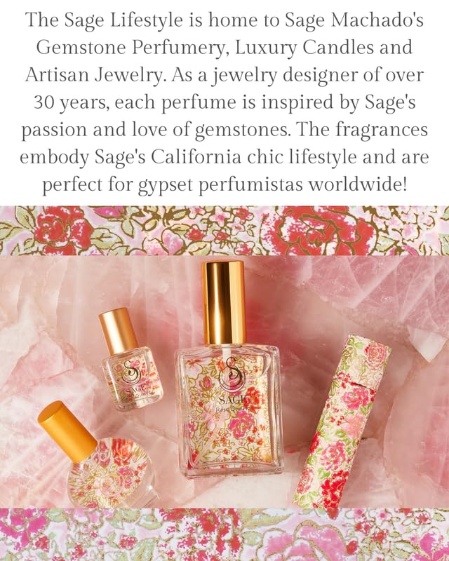 Rose Quartz Organic Perfume Spray by Sage- 2 oz, Vegan & Cruelty-Free, Floral Scent, Rose Damask, Honeysuckle, Jasmine - Made in USA