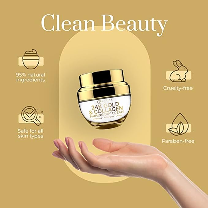 24K Gold & Collagen Daily Face Moisturizer - Dermatologist Tested, Reduces Fine Lines, Anti-Aging, Clean Beauty, Cruelty-Free Korean Skincare, All Skin Types - 1.69 oz