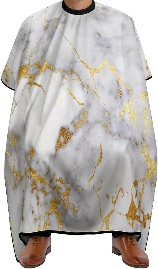Supdreamc Hair Cut Cape Haircut Cloth Apron Cape for Barber Salon, Waterproof Professional Barber Cape Hair Dress Apron Cloak (Gold Marble Pattern)