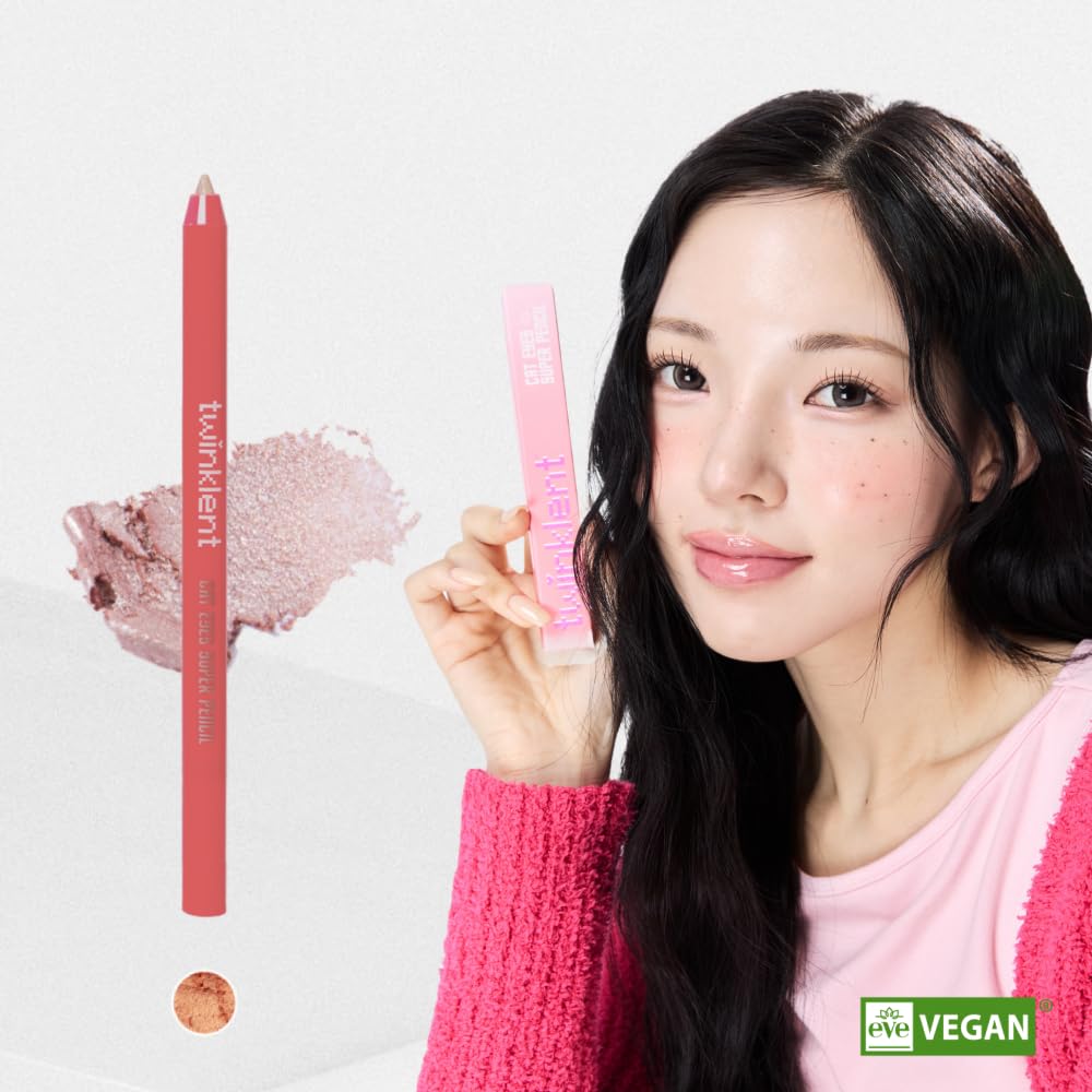 TWINKLENT Cat Eyes Super Pencil – 24-Hour Long-Lasting Waterproof Gel Eyeliner, Multipurpose Vegan Eye Makeup, Built-in Sharpener, 6 Shades (6-Chocolat Pink)