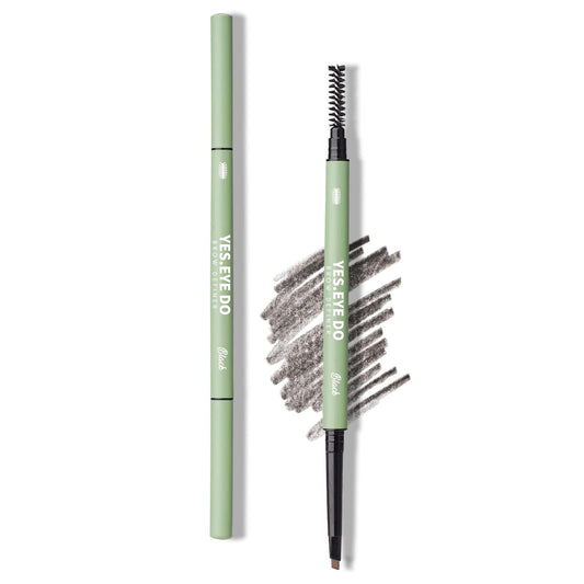 Grey Brown Eyebrow Pencil, Ultra Slim Automatic Eyebrow Pen Long Lasting, Waterproof Micro Fine Triangle Tip Double Head Brow Sculptor for Natural Eye Brow Lamination Makeup Look, Brunette, YES.EYE DO
