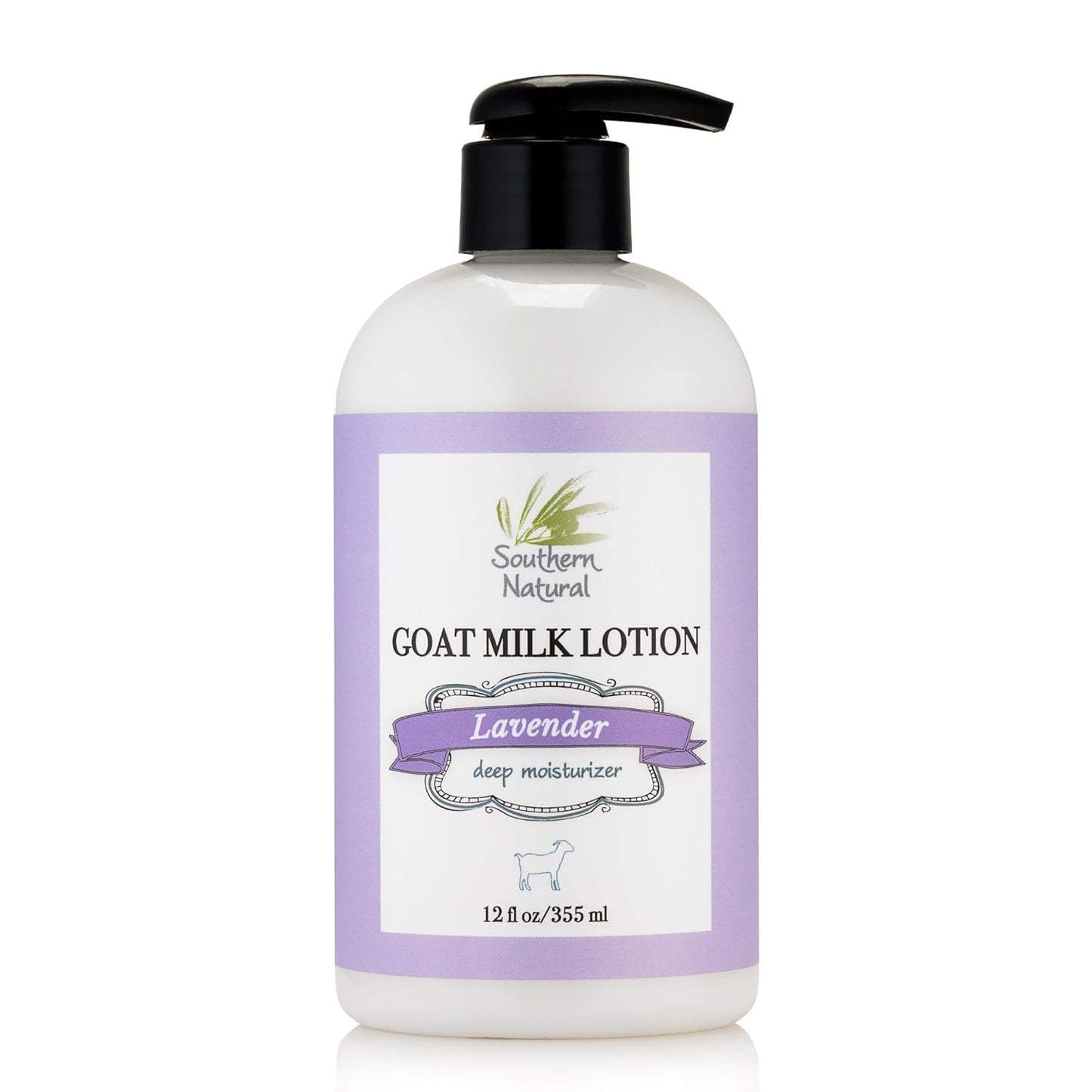 Southern Natural Goat Milk Lotion – Nourishing Face, Body & Hand Moisturizer for Dry & Sensitive Skin - Hydrating Cream, Gentle Skincare for Soft & Smooth Feel - Lavender 12oz
