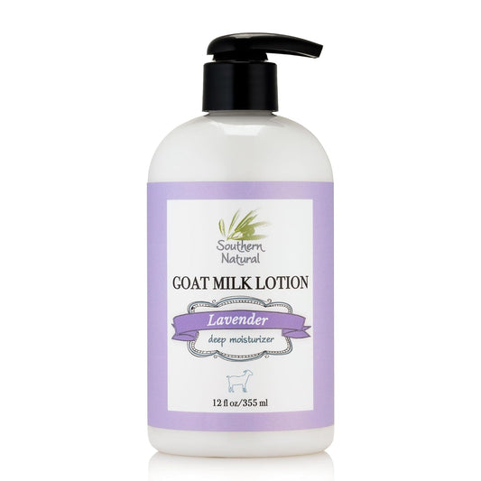Southern Natural Goat Milk Lotion – Nourishing Face, Body & Hand Moisturizer for Dry & Sensitive Skin - Hydrating Cream, Gentle Skincare for Soft & Smooth Feel - Lavender 12oz