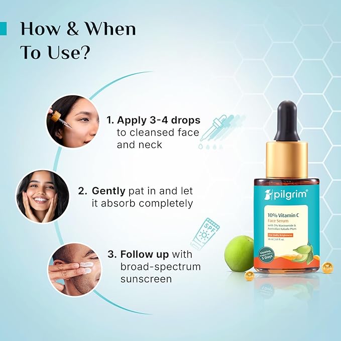 10% Vitamin C Face Serum | Anti Aging Facial Serum with 5% Niacinamide & Kakadu Plum | Reduces Fine Lines, Smooths Skin Texture & Improves Radiance | 1.01 Fl Oz (30ml)