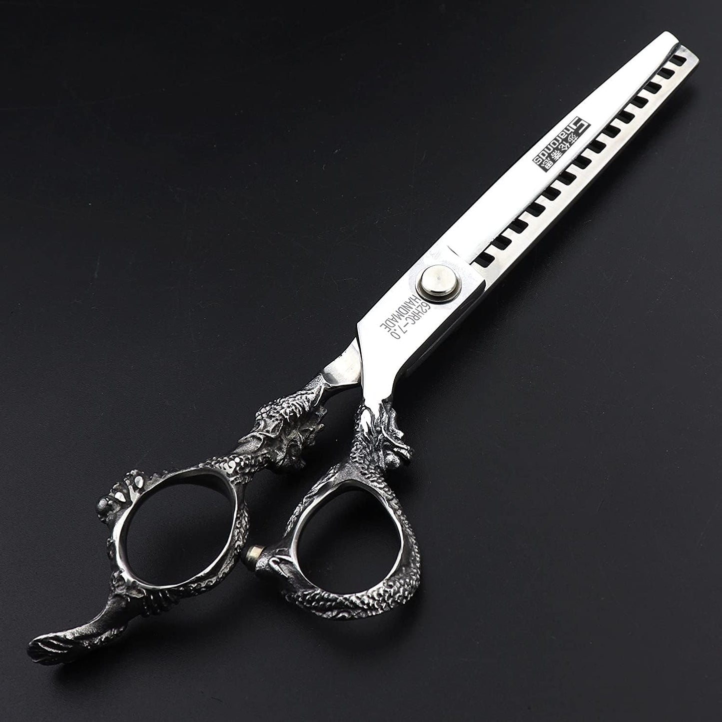 7" 7.5" 8"9" Professional Hairdressing Scissors Barber Salon Hair Cutting Dragon Shears (Large). (7 inch 2pc-D)