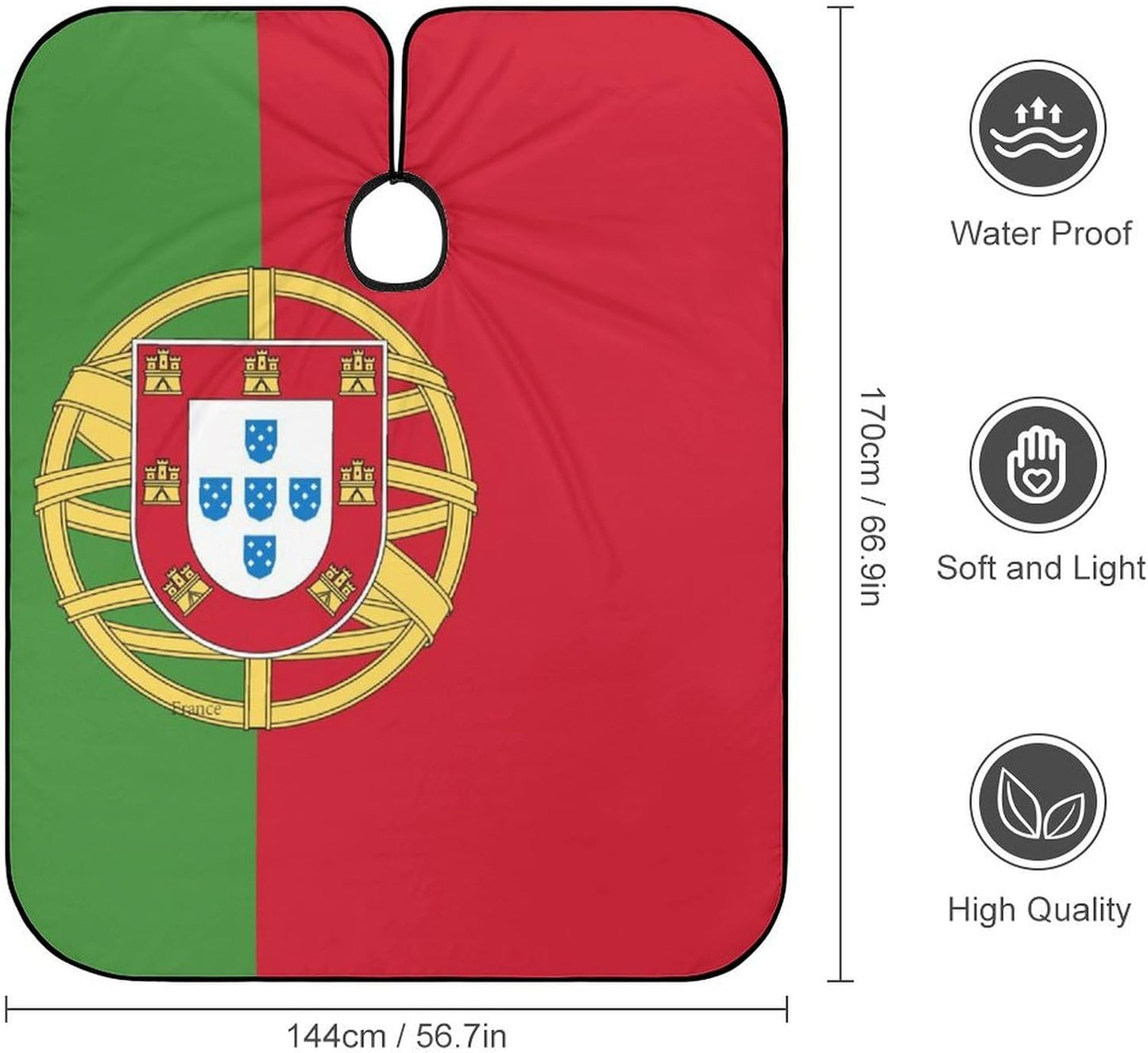 Professional Barber Cape for Adults, Waterproof Salon Haircut Capes Lightweight Haircut Apron Hair Cutting Salon Cape Gown (Portugal Flag Art, 55x66 Inch)